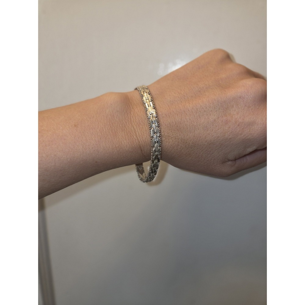 Vintage Italian Sterling Silver 925 Chevron Bracelet 0.5 Ozt - Picture 4 of 5